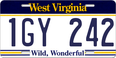 WV license plate 1GY242