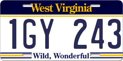 WV license plate 1GY243