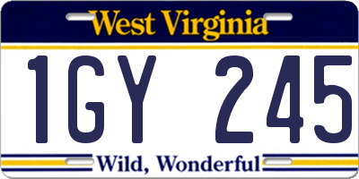 WV license plate 1GY245