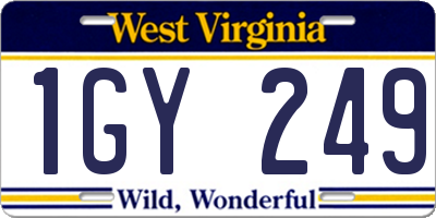 WV license plate 1GY249