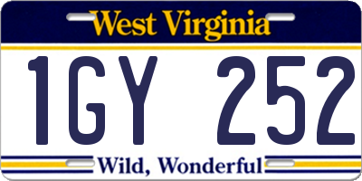 WV license plate 1GY252