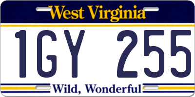 WV license plate 1GY255