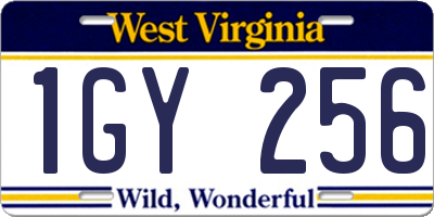 WV license plate 1GY256