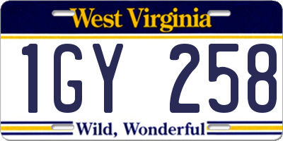 WV license plate 1GY258