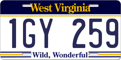 WV license plate 1GY259