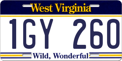 WV license plate 1GY260