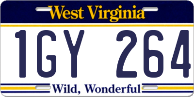 WV license plate 1GY264