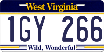 WV license plate 1GY266