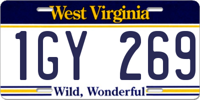 WV license plate 1GY269