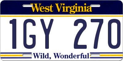 WV license plate 1GY270