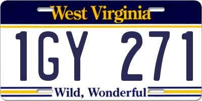 WV license plate 1GY271
