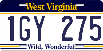 WV license plate 1GY275