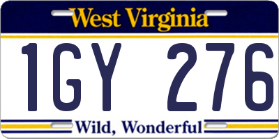 WV license plate 1GY276