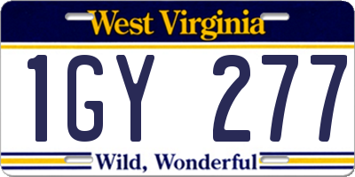 WV license plate 1GY277
