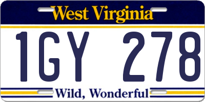 WV license plate 1GY278
