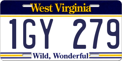 WV license plate 1GY279