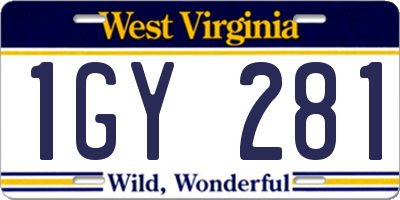 WV license plate 1GY281