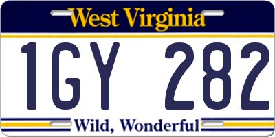 WV license plate 1GY282