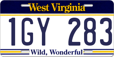 WV license plate 1GY283