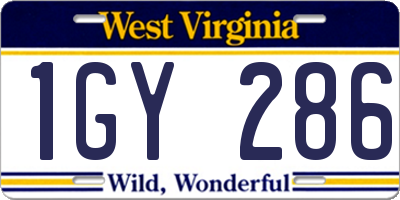 WV license plate 1GY286