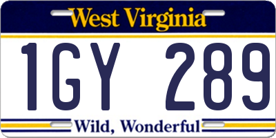 WV license plate 1GY289