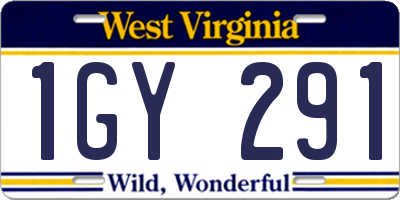 WV license plate 1GY291