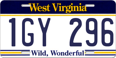 WV license plate 1GY296