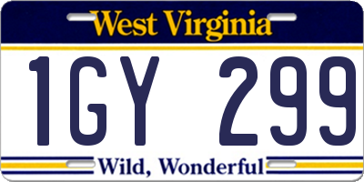 WV license plate 1GY299