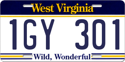 WV license plate 1GY301