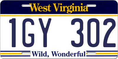 WV license plate 1GY302