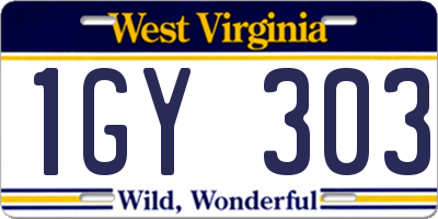 WV license plate 1GY303