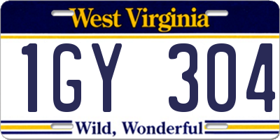 WV license plate 1GY304