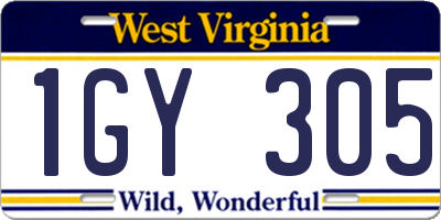 WV license plate 1GY305