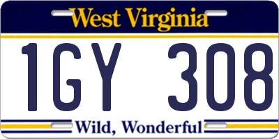 WV license plate 1GY308