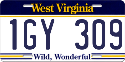 WV license plate 1GY309