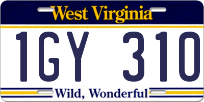 WV license plate 1GY310
