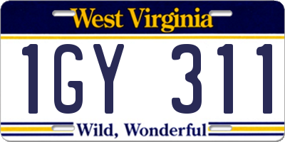 WV license plate 1GY311