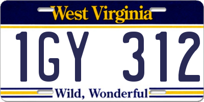 WV license plate 1GY312