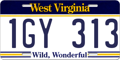 WV license plate 1GY313
