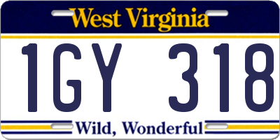 WV license plate 1GY318