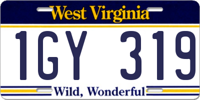 WV license plate 1GY319