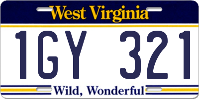 WV license plate 1GY321