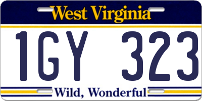 WV license plate 1GY323
