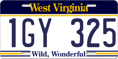 WV license plate 1GY325