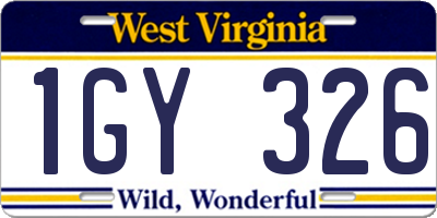 WV license plate 1GY326