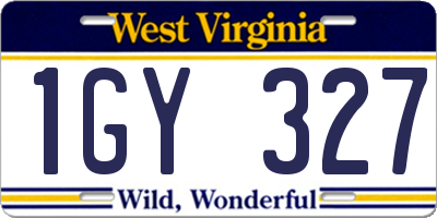 WV license plate 1GY327