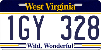 WV license plate 1GY328
