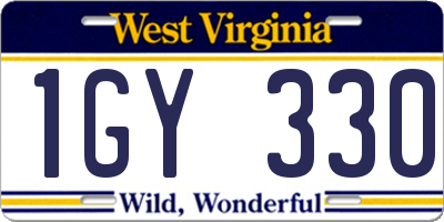 WV license plate 1GY330