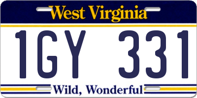 WV license plate 1GY331