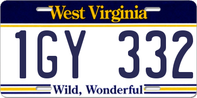 WV license plate 1GY332